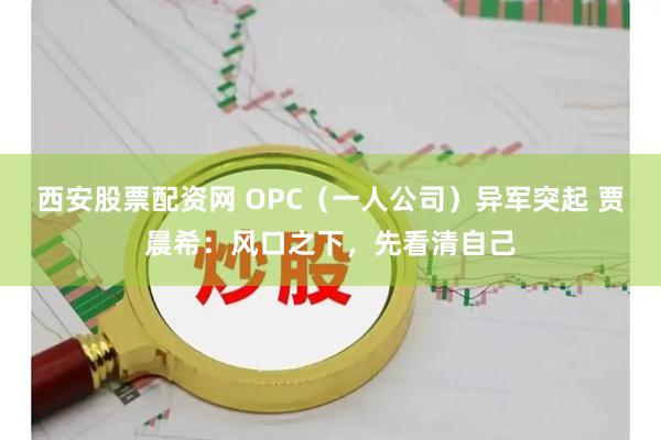 西安股票配资网 OPC（一人公司）异军突起 贾晨希：风口之下，先看清自己