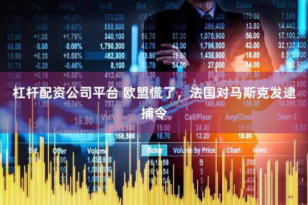杠杆配资公司平台 欧盟慌了，法国对马斯克发逮捕令